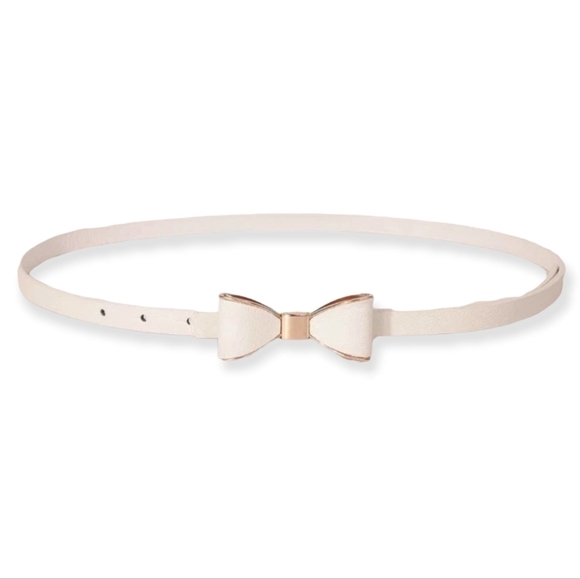Bow tie skinny waist belt White faux leather evening Formal for plus size - Picture 3 of 12